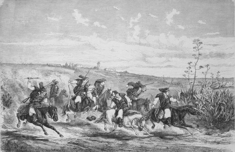 Sardinian farmers in the Heinweg from the market