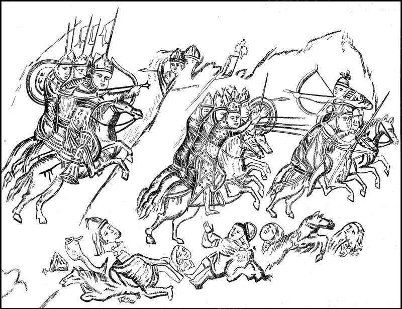 Russian horsemen pursue Bulgarians