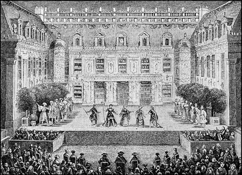 the first performance of the opera Alceste by Jean-Baptiste Lully in the Marble Courtyard at Versaille