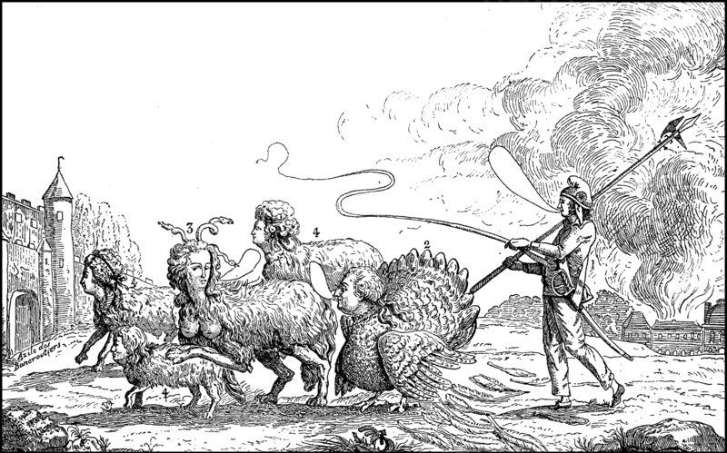 Caricature on the transfer of the royal family in the Temple after the Revolutionary Tribunal of the French Revolution