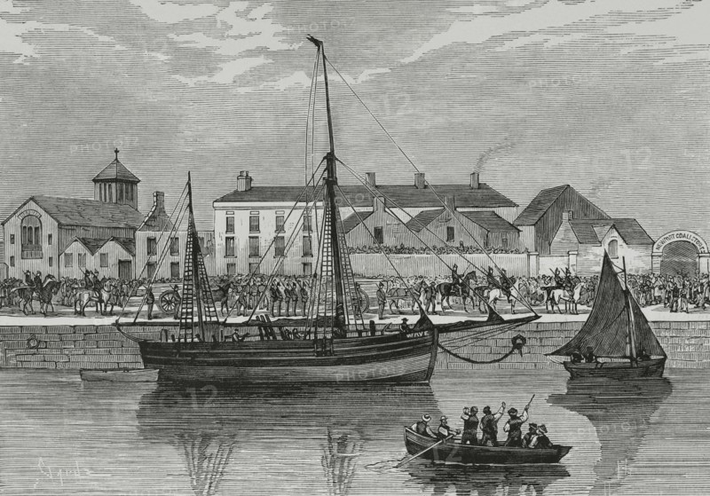Ireland, Police protecting the discharging cargo of the ship "Wade"