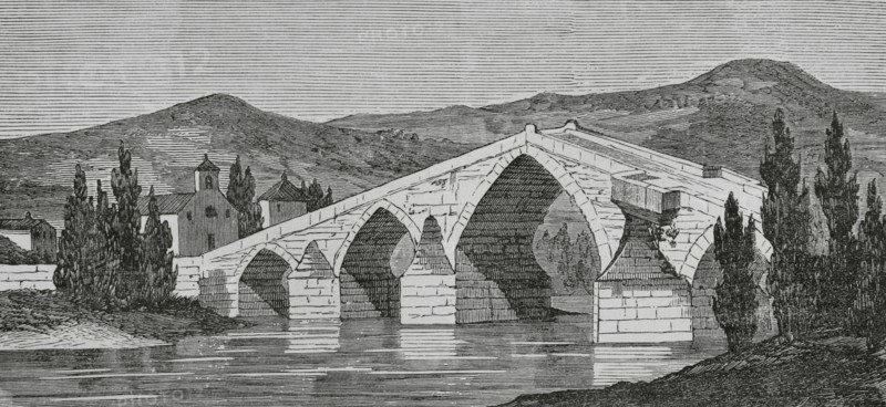 Spain, Galicia, Orense, Bridge over the Miño river