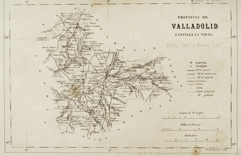 Spain, Map of the province of Valladolid