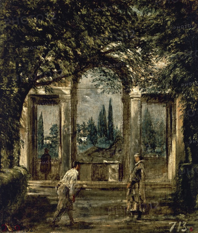 Diego Rodriguez de Silva y Velazquez, View of the Gardens of the Villa Medici, Rome, with a Statue of Ariadne, ca