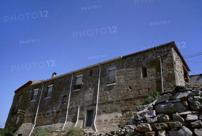 Facade of the palace-castle of the village, Spain, Claravalls,