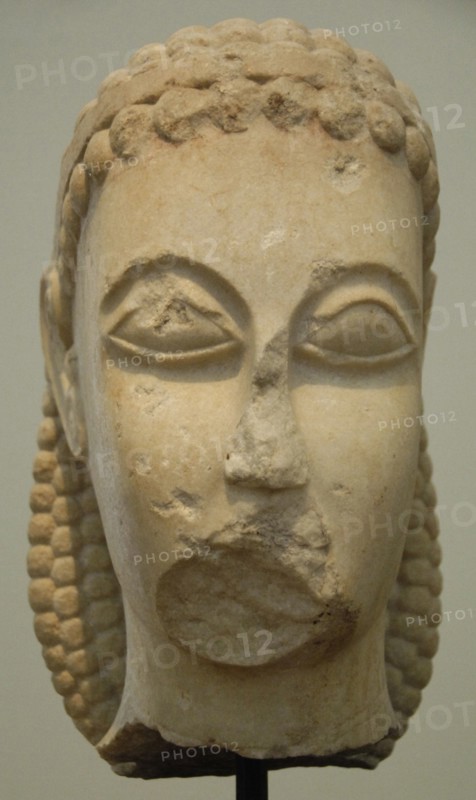 Head of a kouros found in Athens, in the Kerameikos, near Dipylon Gate, c