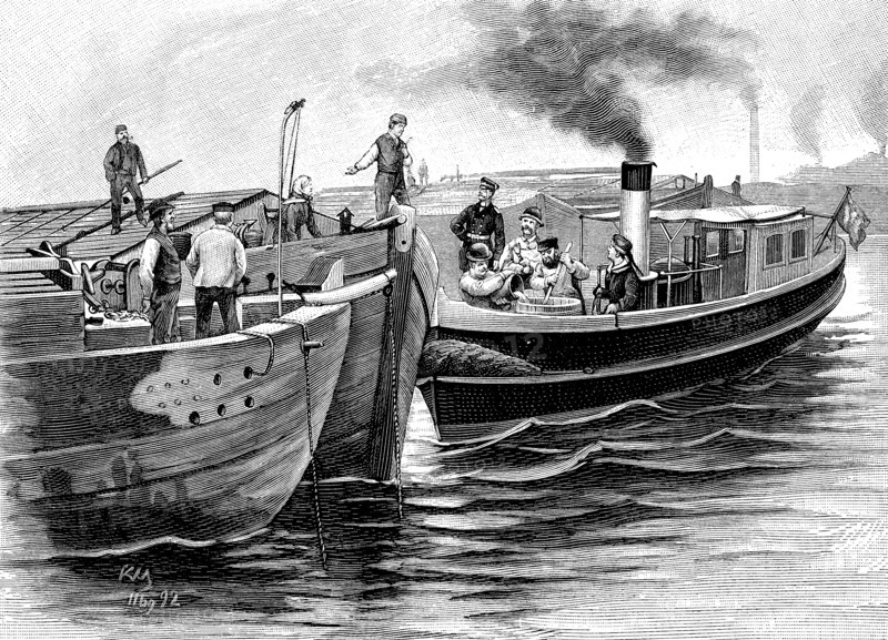 State barge disinfecting an Elbe barge