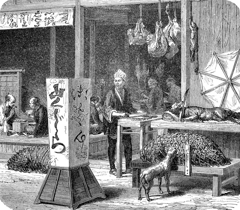 inn in japan in 1870  /  Speisewirtschaft in Japan im Jahre 1870