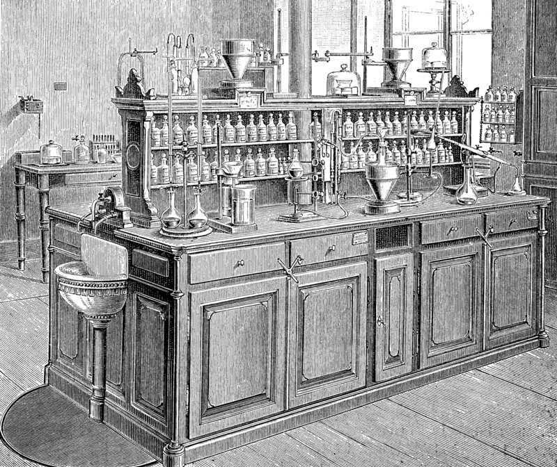 A work table from the laboratory in Leipzig