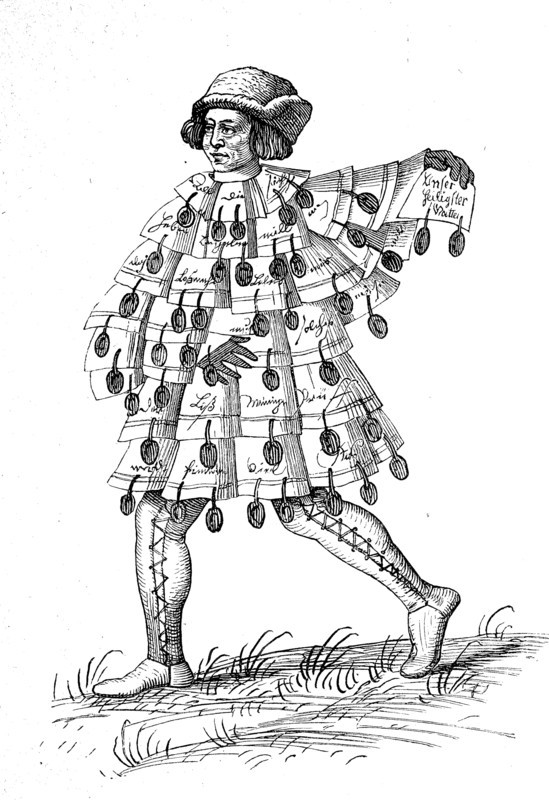 Schembart runner dressed in indulgence letters