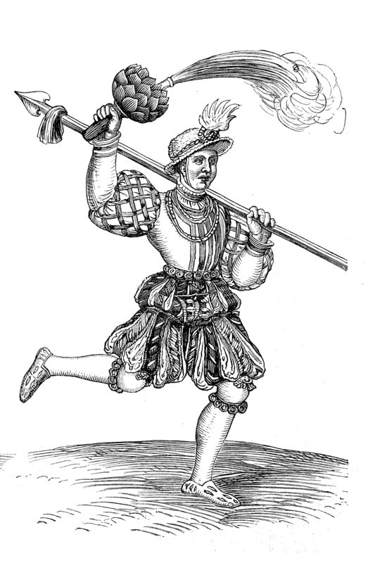 Schembart runner with fire piston from 1539
