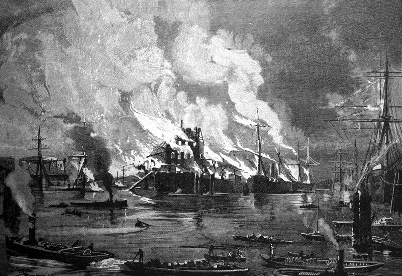 The harbor fire in Hamburg