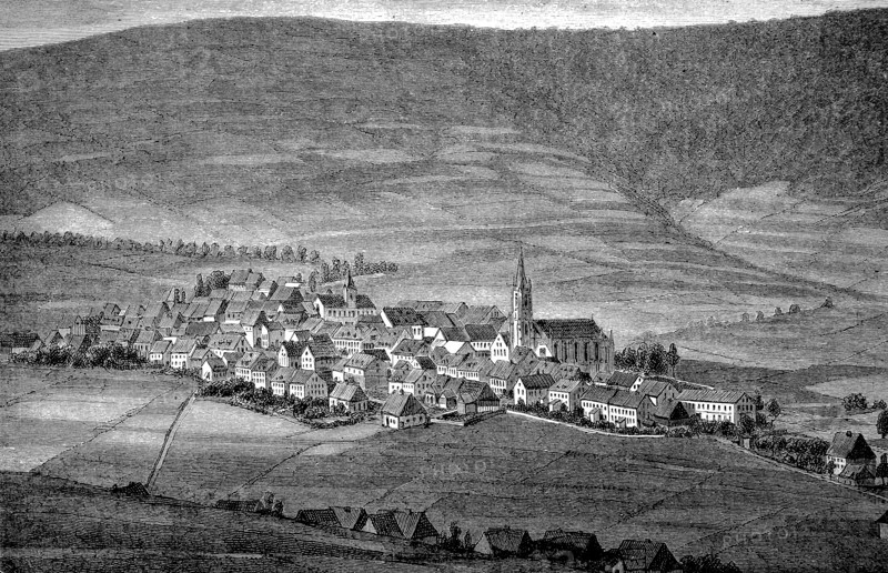 View of Oberwiesenthal in Saxon Ore Mountains in 1880