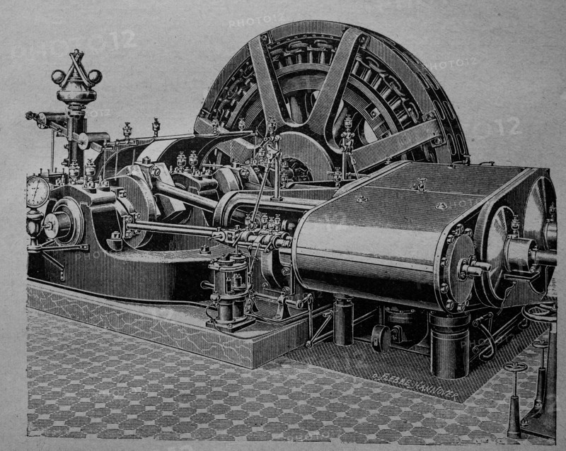 Compound slide machine for direct coupling with dynamos