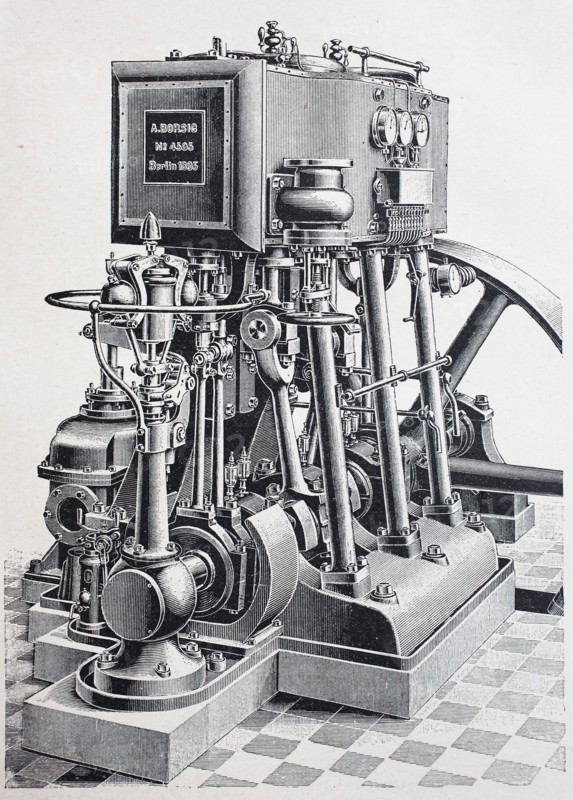 Standing compound steam engine with precision control