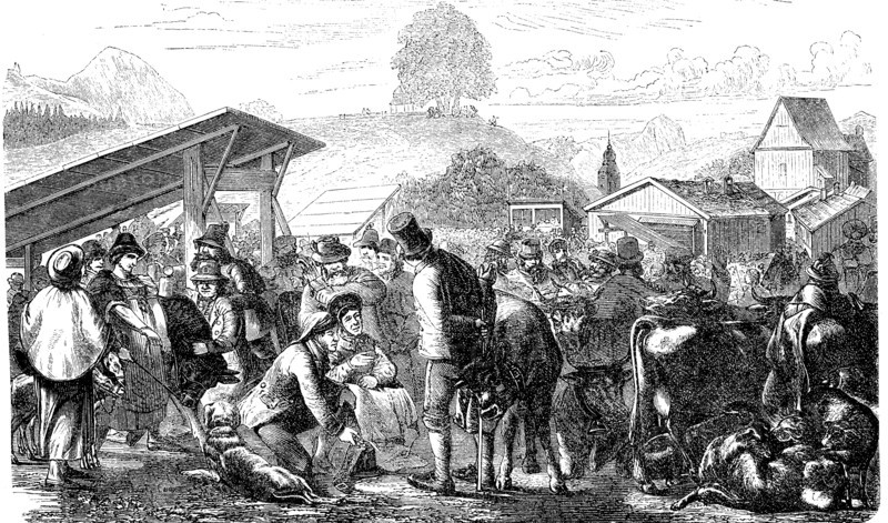 Cattle market in Sonthofen in Allgäu