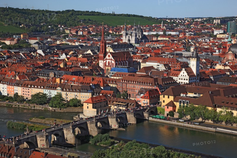 View to the old city of Würzburg on river Main