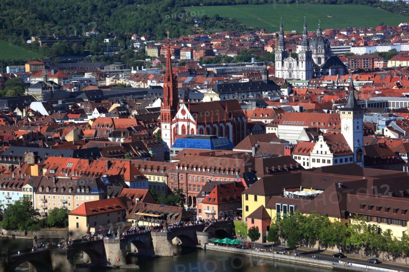 View to the old city of Würzburg on river Main