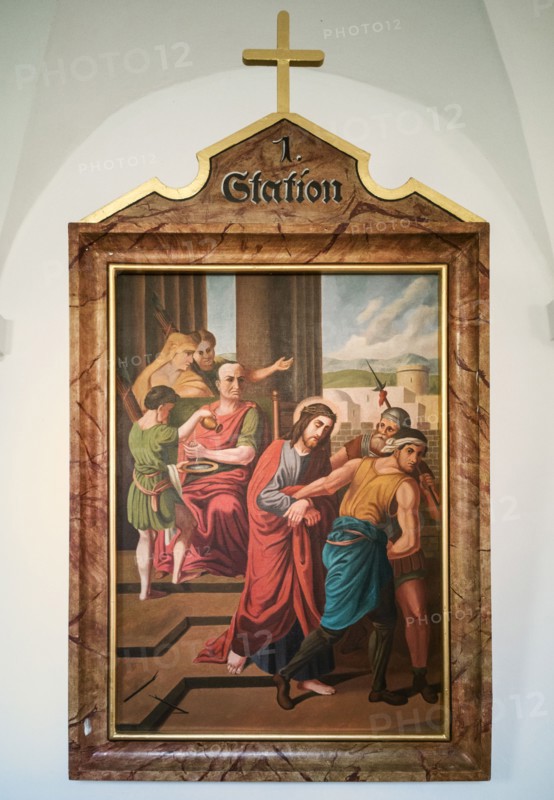 Stations of the Cross by an unknown artist in the handling of the Catholic pilgrimage church to the Holy Trinity in Kappl