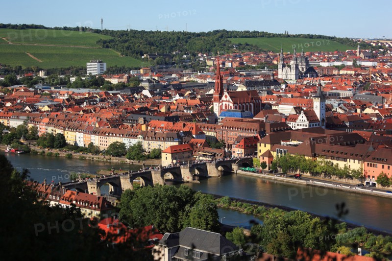 View to the old city of Würzburg on river Main