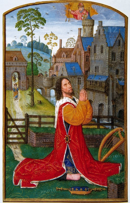 King David praying