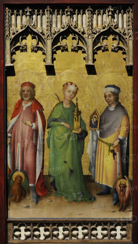 Saint Mark, Saint Luke and Saint Barbara, ca.1445-1450, by Stefan Lochner