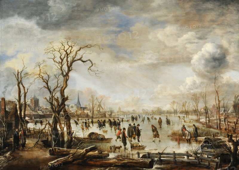 Winter landscape with distractions ont the ice