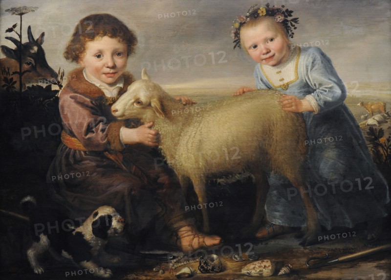 Two Children with a Lamb by Jacob Gerritsz