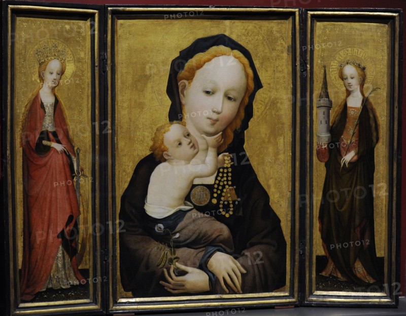 Triptych with Madonna with the Flower of the Sweet Pea with St Catherine