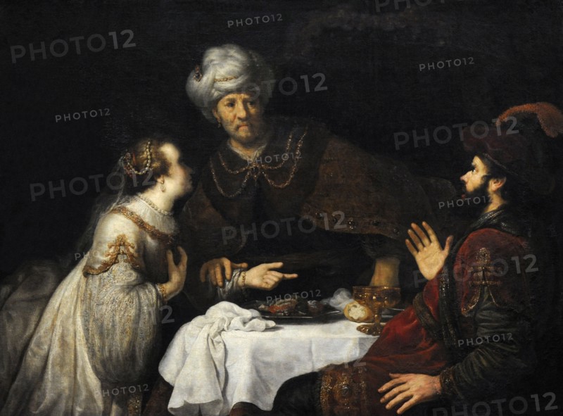 Esther and Haman before Ahasuerus