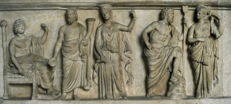 Assembly of the Gods. Jupiter, Pluto, Proserpina, Neptune and Amphitrite.