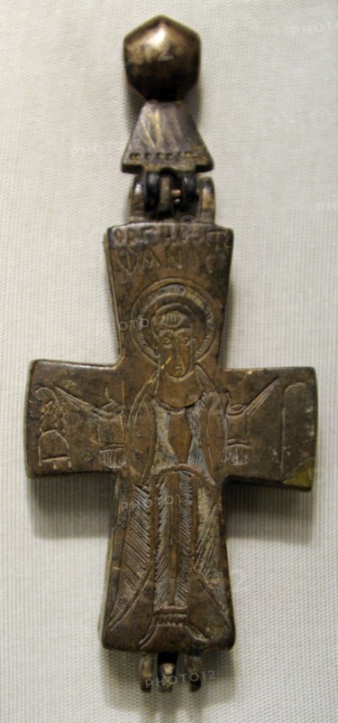 Byzantine relic cross with a depiction of St. Stephen.