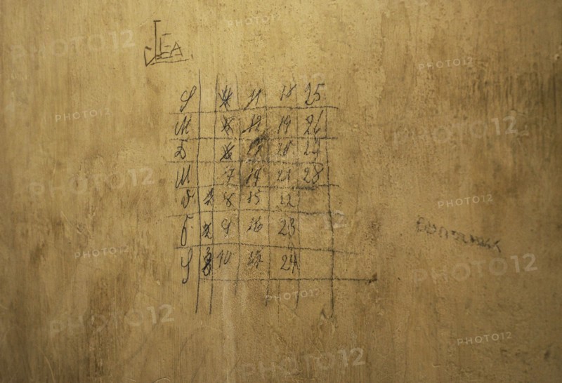 Inscription made by a prisoner on the wall inside a prison cell located in the basement.