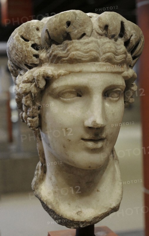 Bust of the God Bacchus, replica of a Greek portrait of Dionysus.