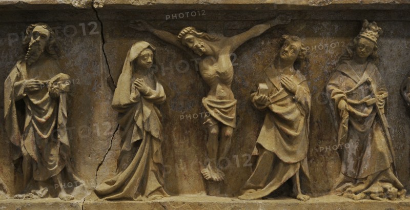 Retable. Crucifixion with Saints and a donor.