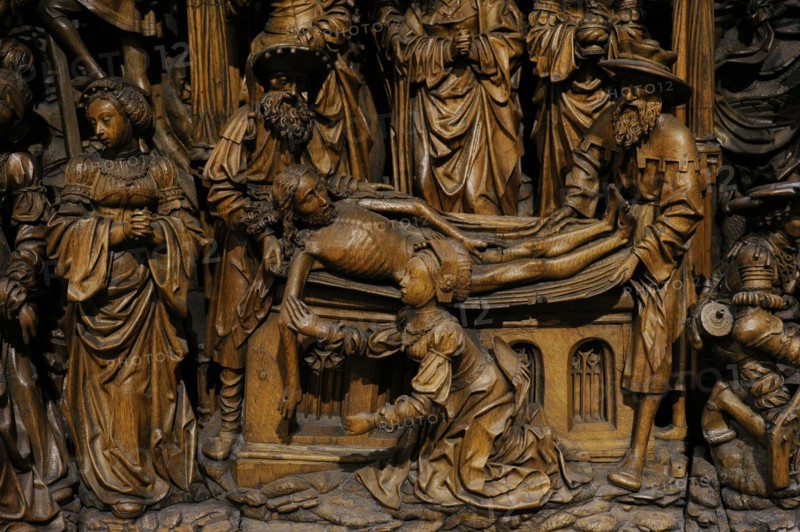 Socle of an altarpiece. Passion of Christ.