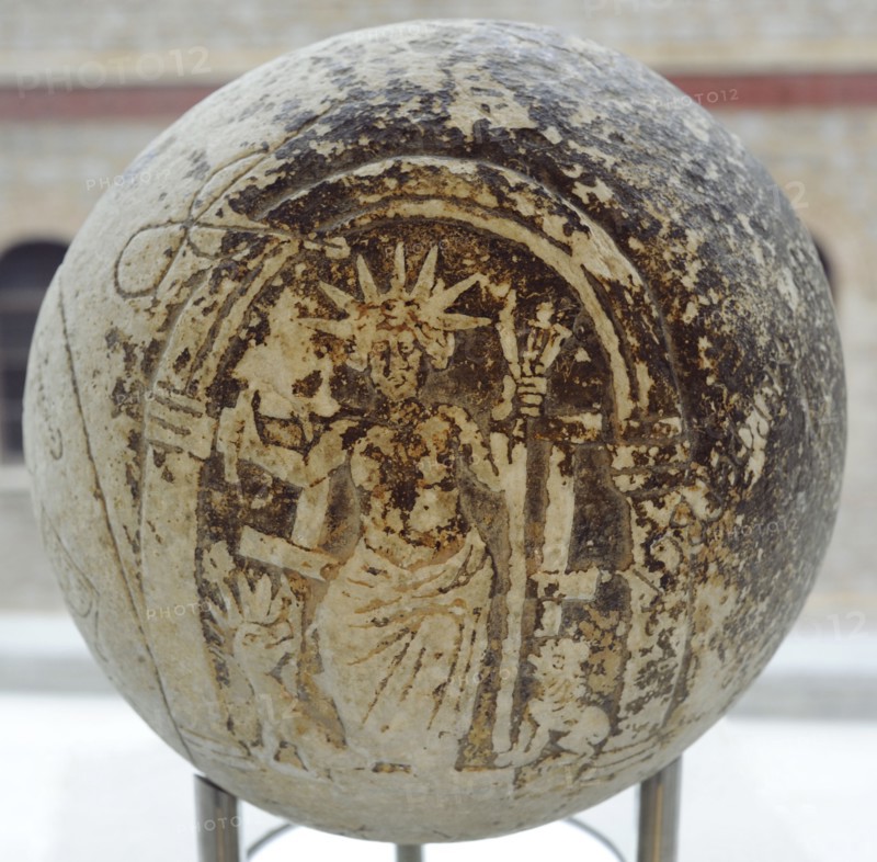 Magic sphere with God Helios, lion, dragon and magical symbols.