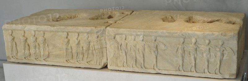 Base of a dedication. Military Pyrrhic dance and the circular dance.