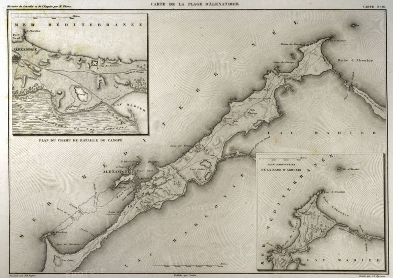 Napoleonic map of the Egyptian coast with the city of Alexandria.