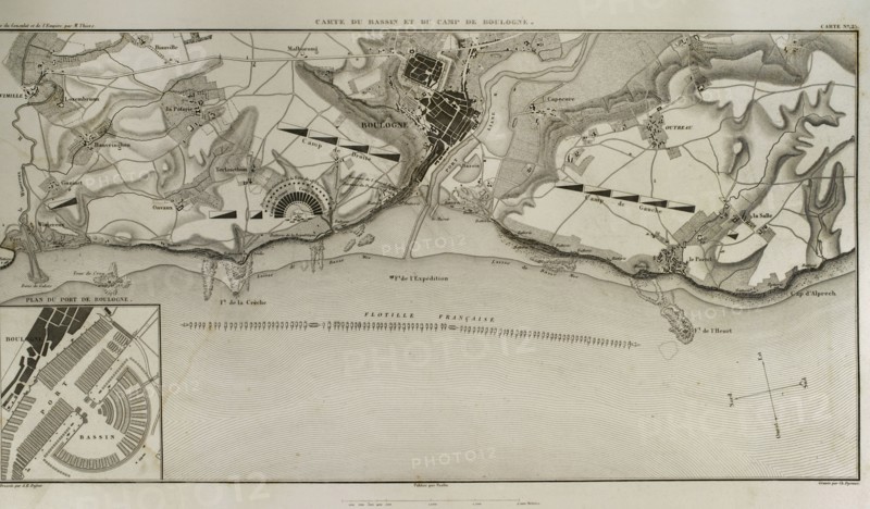 Napoleonic map of Boulogne-sur-Mer.