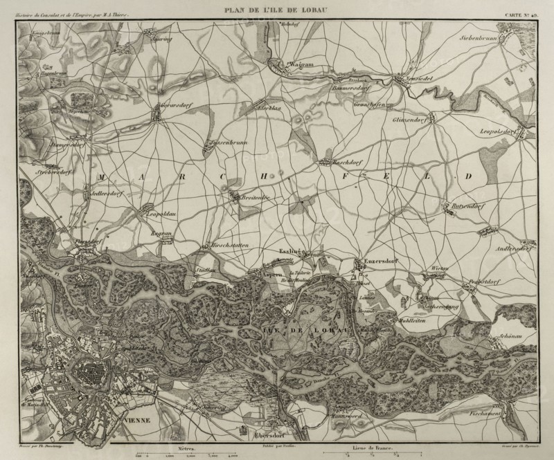 Napoleonic map of the island of Lobau.