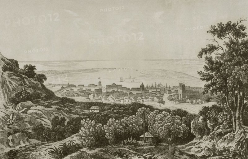 Island of France. Panoramic view of Port-Louis.