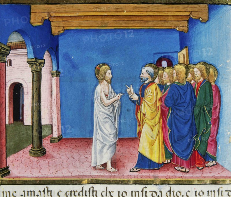 The risen Jesus says to Peter, feed my sheep.