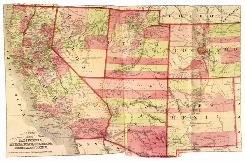Map of California, Nevada, Utah, Colorado, Arizona & New Mex