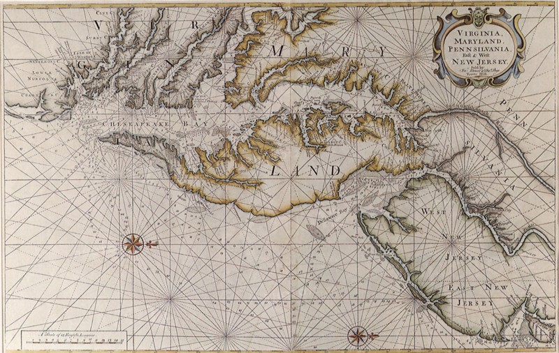 Chesapeake, Delaware & Jersey Coastlines, 1689