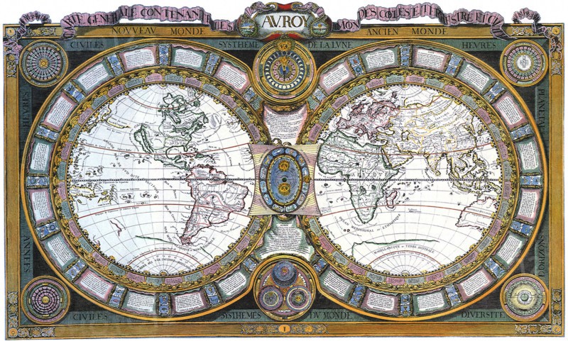 Golden Bordered Map of the World 1688