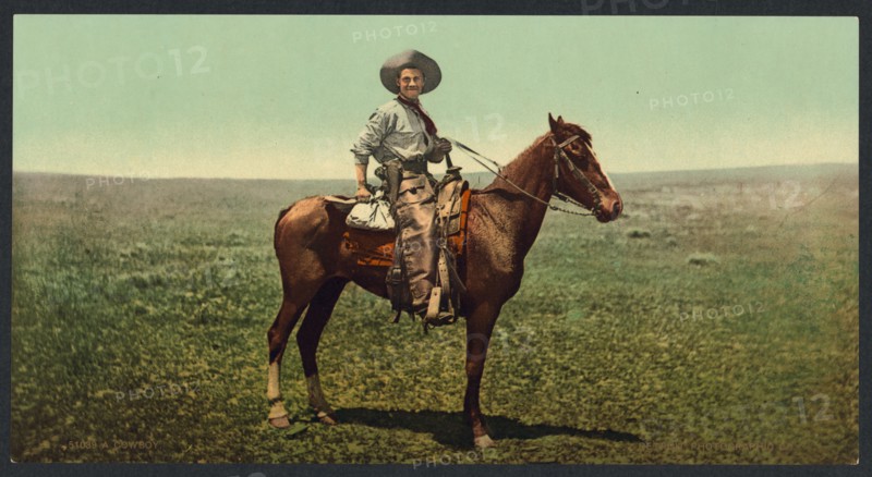 Circa 1898-1905 -  A cowboy. Photochrome