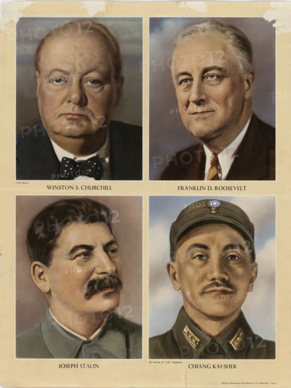 Churchill, FDR, Stalin, Chiang WWII Poster