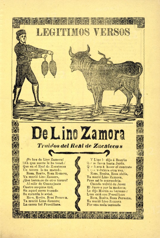 Legítimos versos de Lino Zamora traidos del Real de Zacatecas circa 1909-1913.