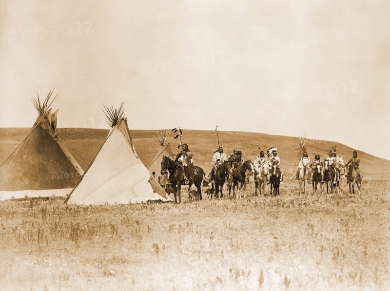 Edward S. Curits Native American Indians - Atsina Indian Tepees circa 1908.